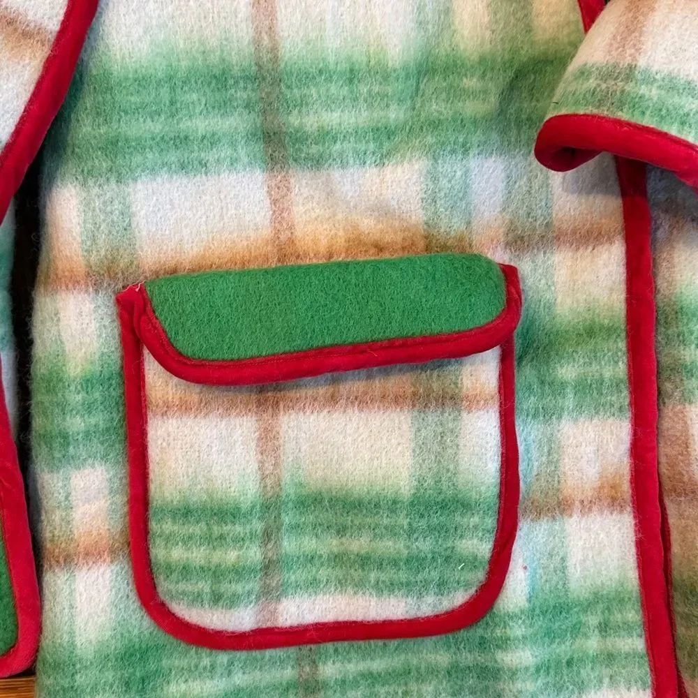 Carleen Free People One-Of-A-Kind Plaid Wool Scarf Jacket - Green & Red — image 3 of 6